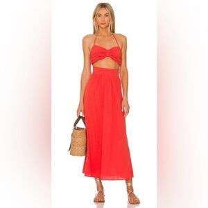 SNDYS Boat Linen Dress – Halter Cut-Out Midi - Summer Beach Resort Wear - Medium